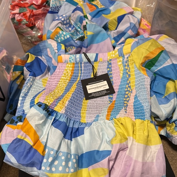 Jessie Zhao Landscape Smocked Cotton Silk Midi Dress - Picture 7 of 7